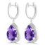 6 9/10 CTW Pear Purple Amethyst Oval Halo Drop/Dangle Earrings in 14K White Gold (MDR220059)