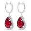 12 1/2 CTW Pear Red Ruby Pear Halo Drop/Dangle Earrings in 14K White Gold (MDR220061)