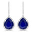 11 1/2 CTW Pear Blue Sapphire Pear Halo Drop/Dangle Earrings in 14K White Gold (MDR220062)