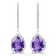 2 CTW Pear Purple Amethyst Pear Halo Drop/Dangle Earrings in 14K White Gold (MDR220064)