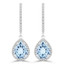 2 4/5 CTW Pear Blue Topaz Pear Halo Drop/Dangle Earrings in 14K White Gold (MDR220068)