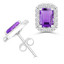 2 1/10 CTW Emerald Purple Amethyst Emerald Halo Stud Earrings in 14K White Gold (MDR220069)