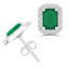2 CTW Emerald Green Emerald Emerald Halo Stud Earrings in 14K White Gold (MDR220070)