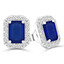 2 1/2 CTW Emerald Blue Sapphire Emerald Halo Stud Earrings in 14K White Gold (MDR220072)