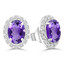 1 5/8 CTW Oval Purple Amethyst Oval Halo Stud Earrings in 14K White Gold (MDR220074)