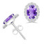 1 5/8 CTW Oval Purple Amethyst Oval Halo Stud Earrings in 14K White Gold (MDR220074)