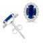 2 1/2 CTW Oval Blue Sapphire Oval Halo Stud Earrings in 14K White Gold (MDR220077)