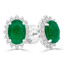 1 2/3 CTW Oval Green Emerald Oval Floral Halo Stud Earrings in 14K White Gold (MDR220080)