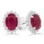 2 3/5 CTW Oval Red Ruby Oval Floral Halo Stud Earrings in 14K White Gold (MDR220081)