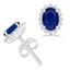 2 7/8 CTW Oval Blue Sapphire Oval Floral Halo Stud Earrings in 14K White Gold (MDR220082)
