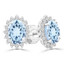 2 1/5 CTW Oval Blue Topaz Oval Floral Halo Stud Earrings in 14K White Gold (MDR220083)