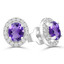 9/10 CTW Oval Purple Amethyst Oval Halo Stud Earrings in 14K White Gold (MDR220084)