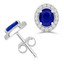 1 1/20 CTW Oval Blue Sapphire Oval Halo Stud Earrings in 14K White Gold (MDR220087)