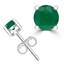 2/3 CTW Round Green Emerald Solitaire Stud Earrings in 14K White Gold (MDR220090)