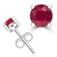 7/8 CTW Round Red Ruby Solitaire Stud Earrings in 14K White Gold (MDR220091)