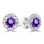 3/4 CTW Round Purple Amethyst Halo Stud Earrings in 14K White Gold (MDR220094)