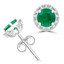4/5 CTW Round Green Emerald Halo Stud Earrings in 14K White Gold (MDR220095)