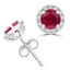 1 3/5 CTW Round Red Ruby Halo Stud Earrings in 14K White Gold (MDR220096)