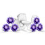 1/4 CTW Round Purple Amethyst Three-stone Stud Earrings in 14K White Gold (MDR220104)
