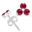 1/4 CTW Round Red Ruby Three-stone Stud Earrings in 14K White Gold (MDR220106)