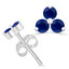 1/4 CTW Round Blue Sapphire Three-stone Stud Earrings in 14K White Gold (MDR220107)