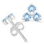1/4 CTW Round Blue Topaz Three-stone Stud Earrings in 14K White Gold (MDR220108)