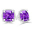 3 9/10 CTW Cushion Purple Amethyst Cushion Halo Claw Prong Stud Earrings in 14K White Gold (MDR220109)