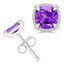 3 9/10 CTW Cushion Purple Amethyst Cushion Halo Claw Prong Stud Earrings in 14K White Gold (MDR220109)