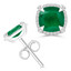 3 4/5 CTW Cushion Green Emerald Cushion Halo Claw Prong Stud Earrings in 14K White Gold (MDR220110)