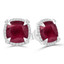 5 3/8 CTW Cushion Red Ruby Cushion Halo Claw Prong Stud Earrings in 14K White Gold (MDR220111)