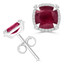 5 3/8 CTW Cushion Red Ruby Cushion Halo Claw Prong Stud Earrings in 14K White Gold (MDR220111)