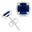 5 CTW Cushion Blue Sapphire Cushion Halo Claw Prong Stud Earrings in 14K White Gold (MDR220112)