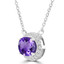 1 1/4 CTW Oval Purple Amethyst Oval Halo  Necklace in 14K White Gold With Diamond Accent on Chain (MDR220119)