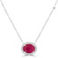 1 4/5 CTW Oval Red Ruby Oval Halo  Necklace in 14K White Gold With Diamond Accent on Chain (MDR220121)