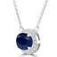 2 1/20 CTW Oval Blue Sapphire Oval Halo  Necklace in 14K White Gold With Diamond Accent on Chain (MDR220122)
