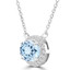 1 3/5 CTW Oval Blue Topaz Oval Halo  Necklace in 14K White Gold With Diamond Accent on Chain (MDR220123)