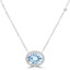 1 3/5 CTW Oval Blue Topaz Oval Halo  Necklace in 14K White Gold With Diamond Accent on Chain (MDR220123)