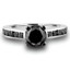 9/10 CTW Round Black Diamond Solitaire with Accents Engagement Ring in 10K White Gold (MDR140105)