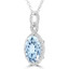 2 1/8 CTW Oval Blue Topaz Infinity Halo Pendant Necklace in 14K White Gold (MDR220128)