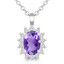 1/2 CTW Oval Purple Amethyst Floral Halo Pendant Necklace in 14K White Gold (MDR220129)