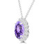 2 7/8 CTW Oval Purple Amethyst Oval Floral Halo Pendant Necklace in 14K White Gold (MDR220134)