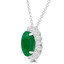 2 3/5 CTW Oval Green Emerald Oval Floral Halo Pendant Necklace in 14K White Gold (MDR220135)