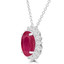 4 1/20 CTW Oval Red Ruby Oval Floral Halo Pendant Necklace in 14K White Gold (MDR220136)
