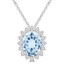 3 3/5 CTW Oval Blue Topaz Oval Floral Halo Pendant Necklace in 14K White Gold (MDR220138)
