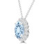 3 3/5 CTW Oval Blue Topaz Oval Floral Halo Pendant Necklace in 14K White Gold (MDR220138)