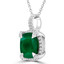 3 7/8 CTW Cushion Green Emerald Claw Prong Cushion Halo Pendant Necklace in 14K White Gold (MDR220150)