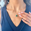 3 7/8 CTW Cushion Green Emerald Claw Prong Cushion Halo Pendant Necklace in 14K White Gold (MDR220150)