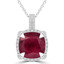5 4/5 CTW Cushion Red Ruby Claw Prong Cushion Halo Pendant Necklace in 14K White Gold (MDR220151)