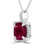 5 4/5 CTW Cushion Red Ruby Claw Prong Cushion Halo Pendant Necklace in 14K White Gold (MDR220151)