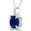 3 3/5 CTW Cushion Blue Sapphire Claw Prong Cushion Halo Pendant Necklace in 14K White Gold (MDR220152)